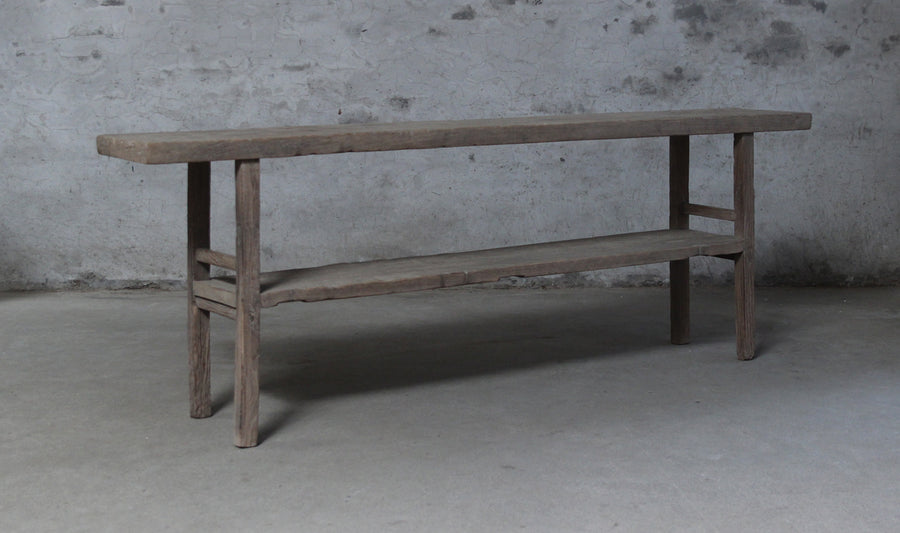 Weathered wall table with bottom shelf