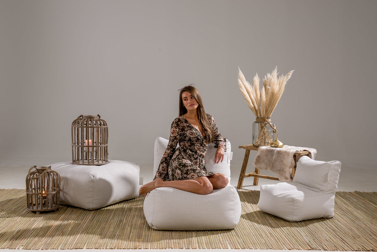 Laui Lounge™ - Boho Square Pouf White