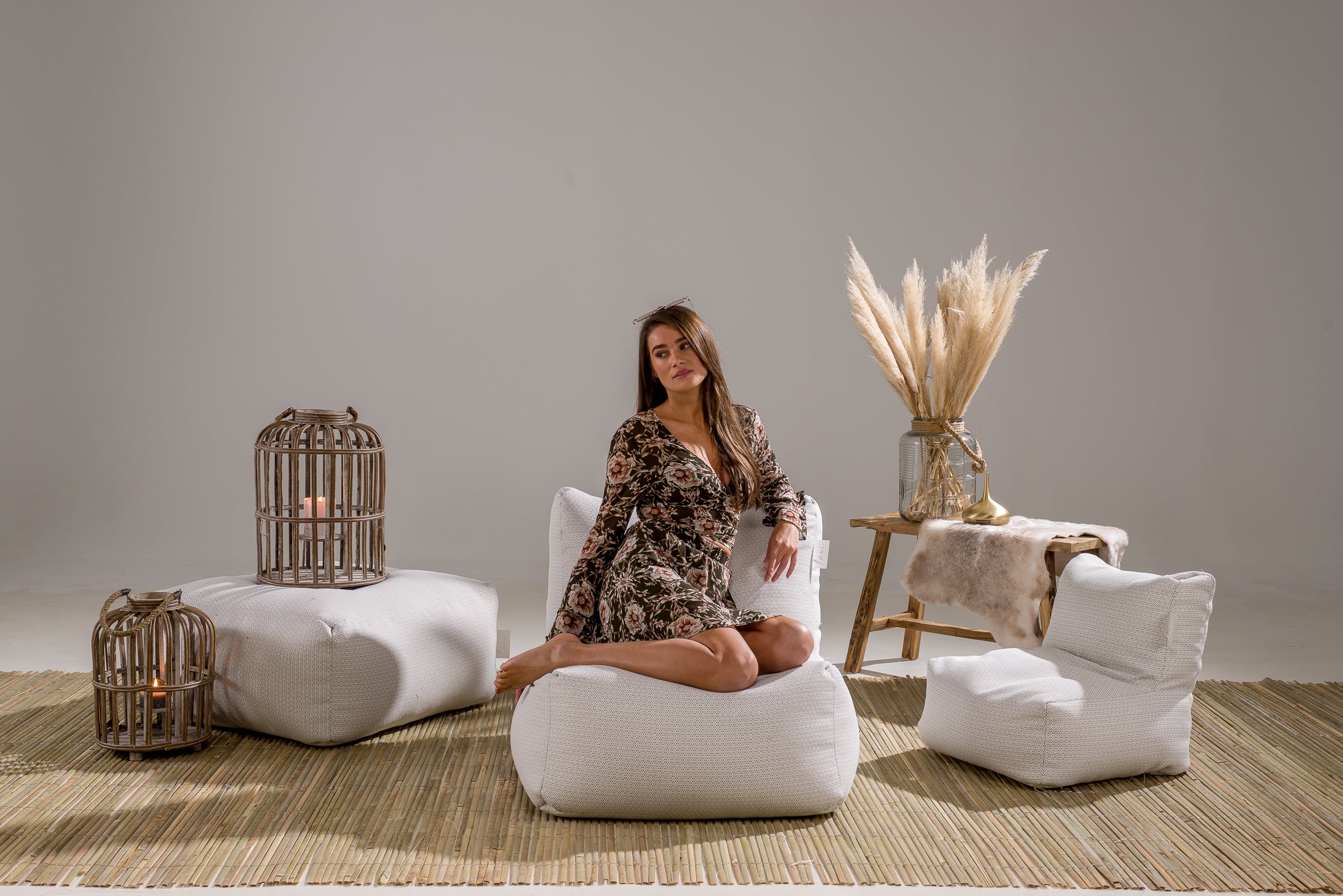Laui Lounge™ - Boho Square Pouf White