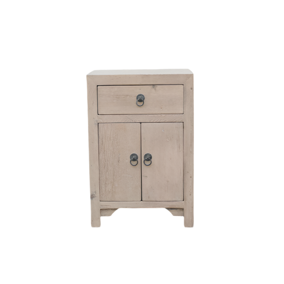 Bedside Table Elm Wood | 1 drawer 2 doors | W 43 x D 34 x H 63 cm