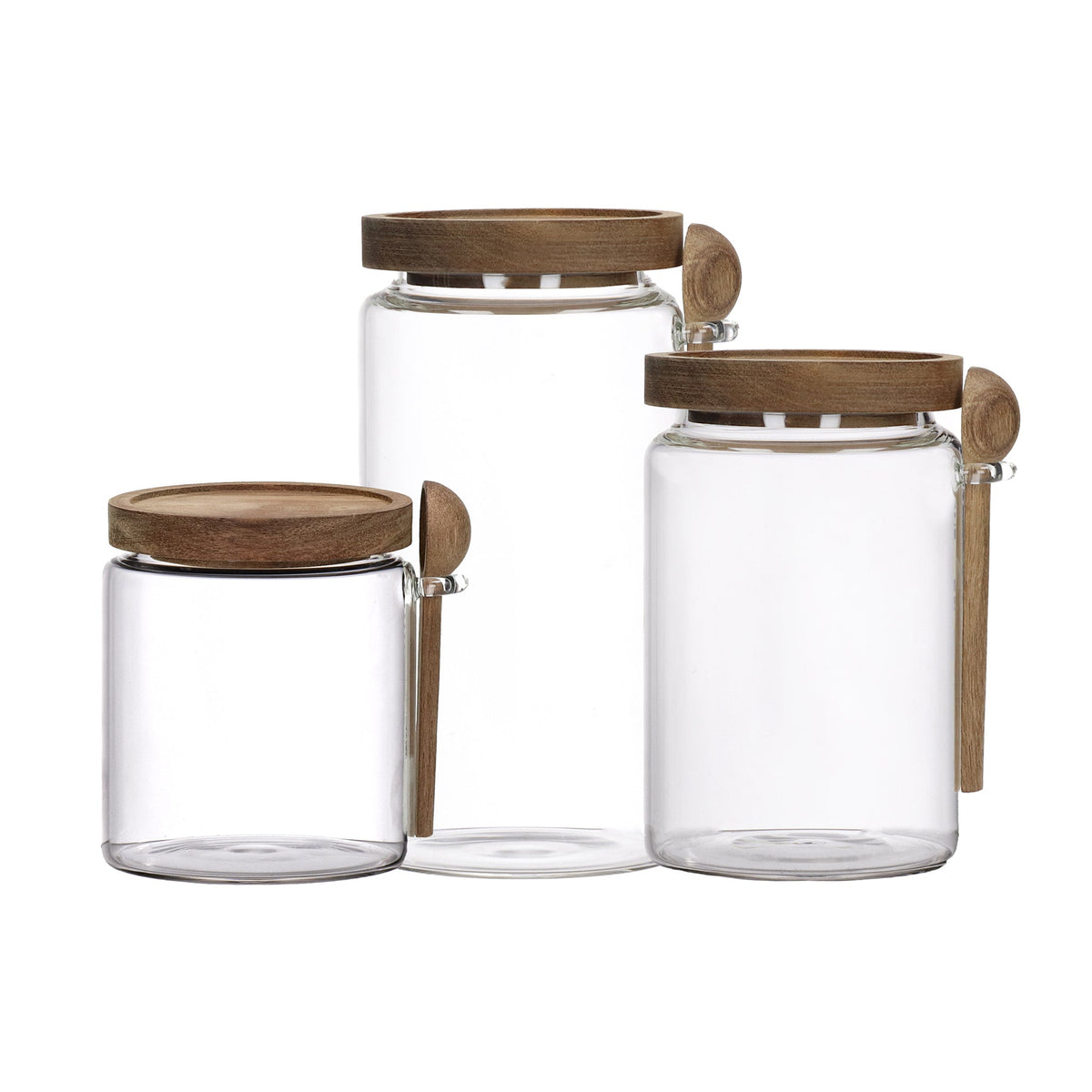 Jar With Lid | Glass With Wood | Ø10x12cm