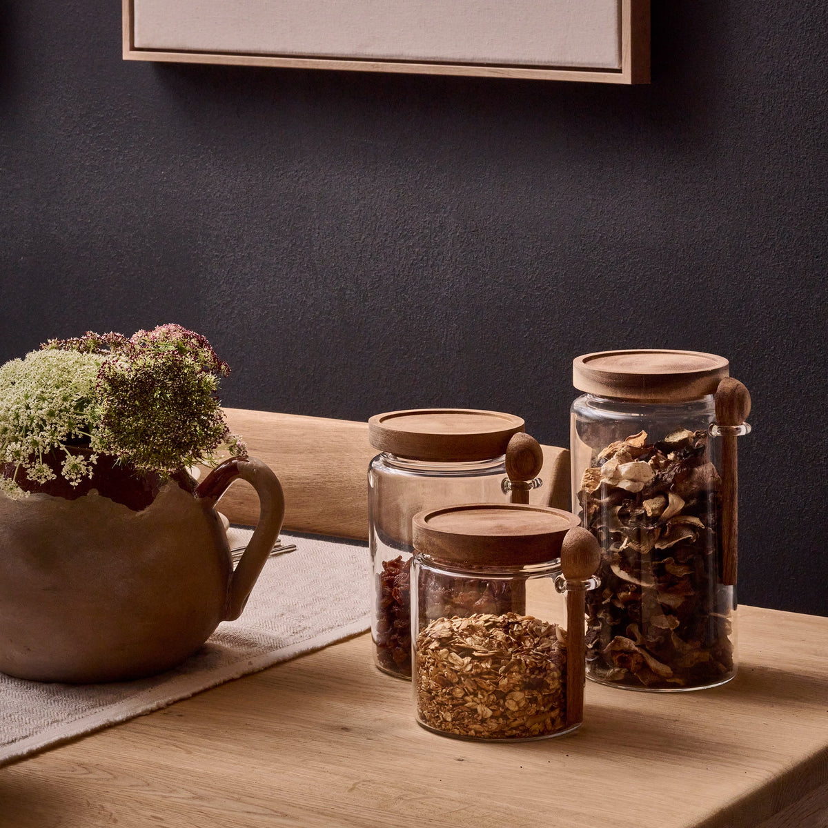 Jar With Lid | Glass With Wood | Ø10x12cm