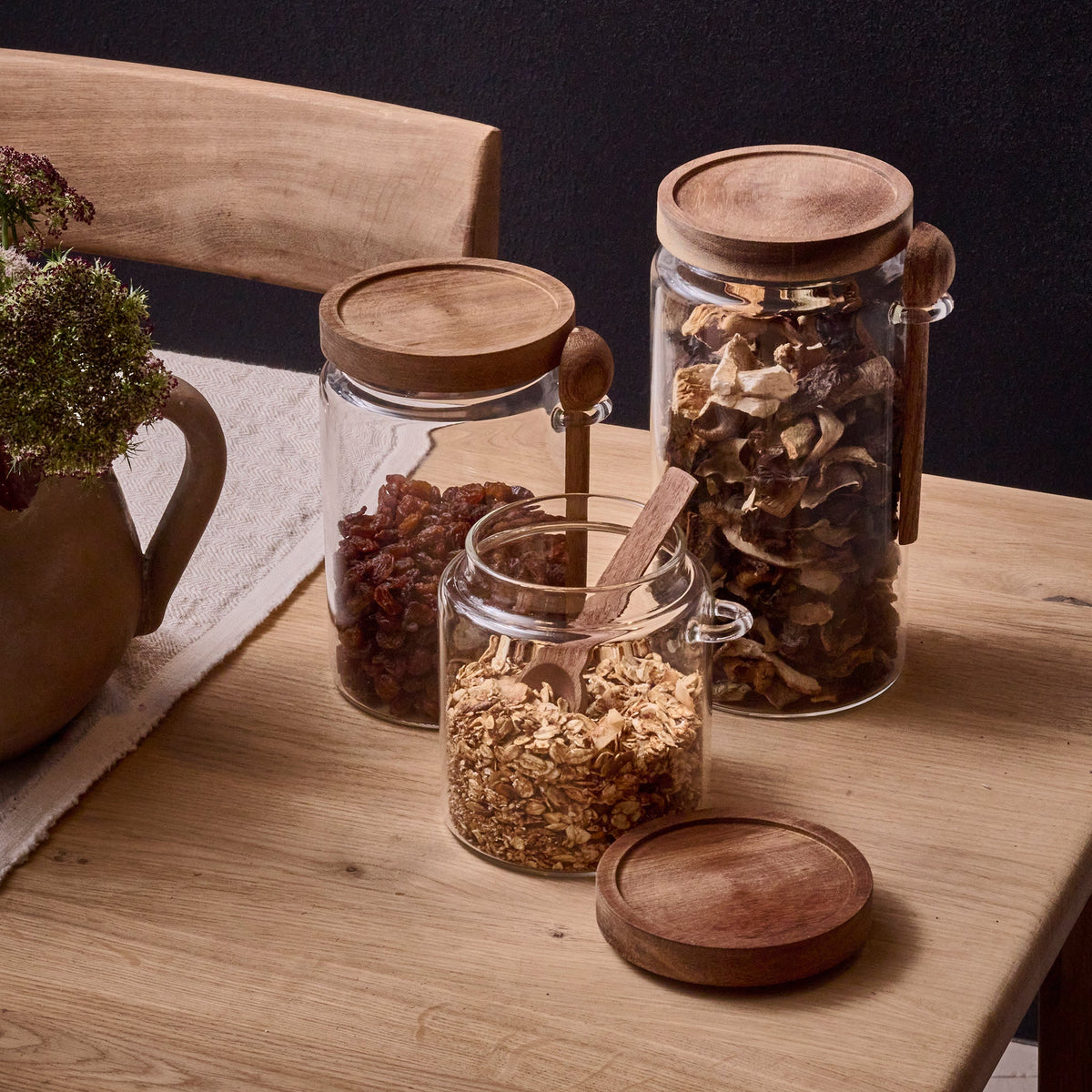 Jar With Lid | Glass With Wood | Ø10x20cm