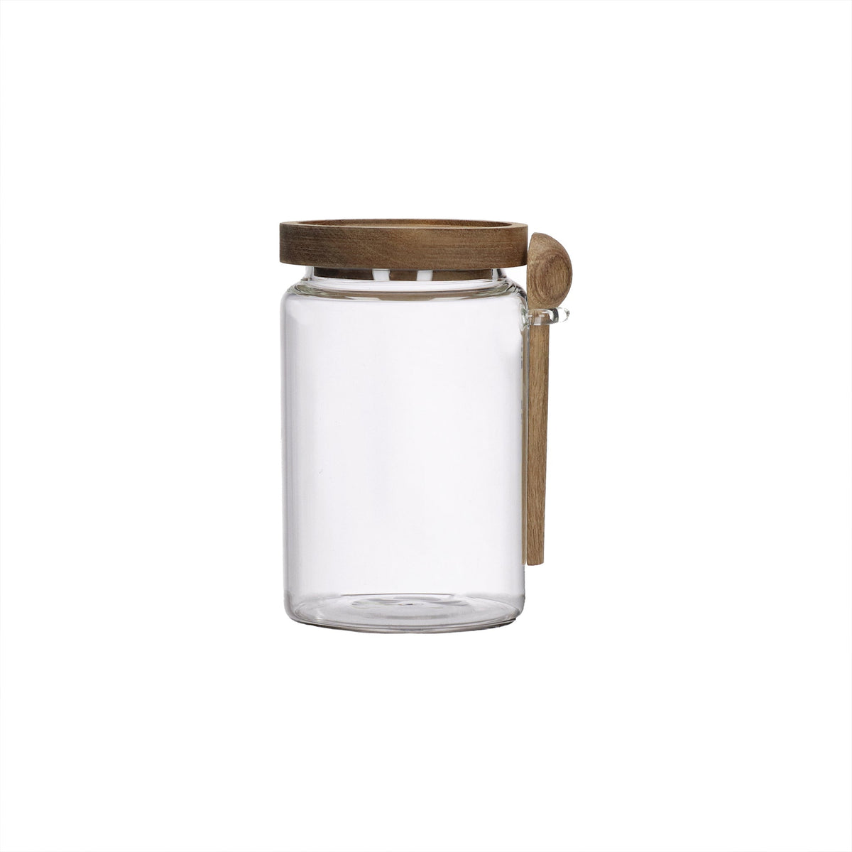 Jar With Lid | Glass With Wood | Ø10x16cm