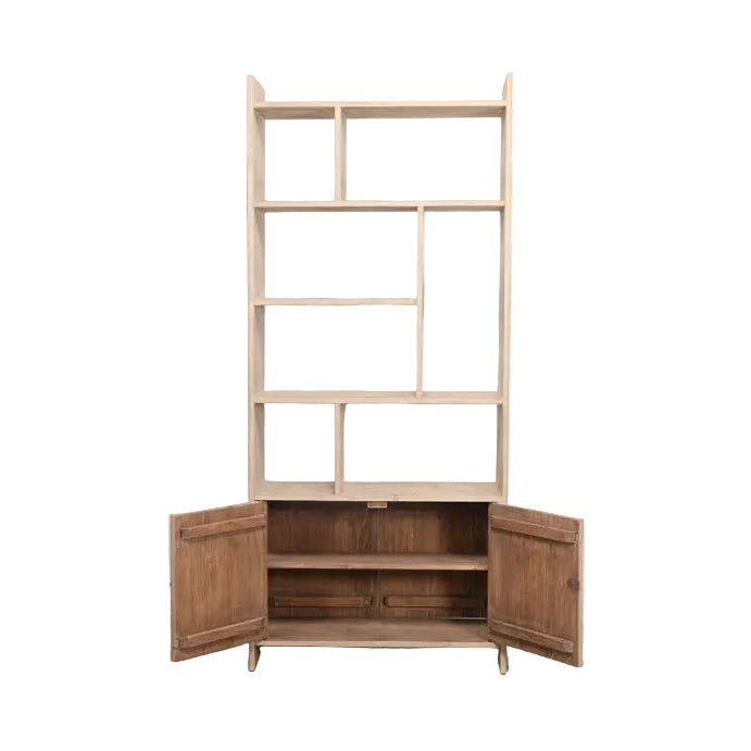 Elm wooden rack with doors  - W 100 x D 37 x H 230