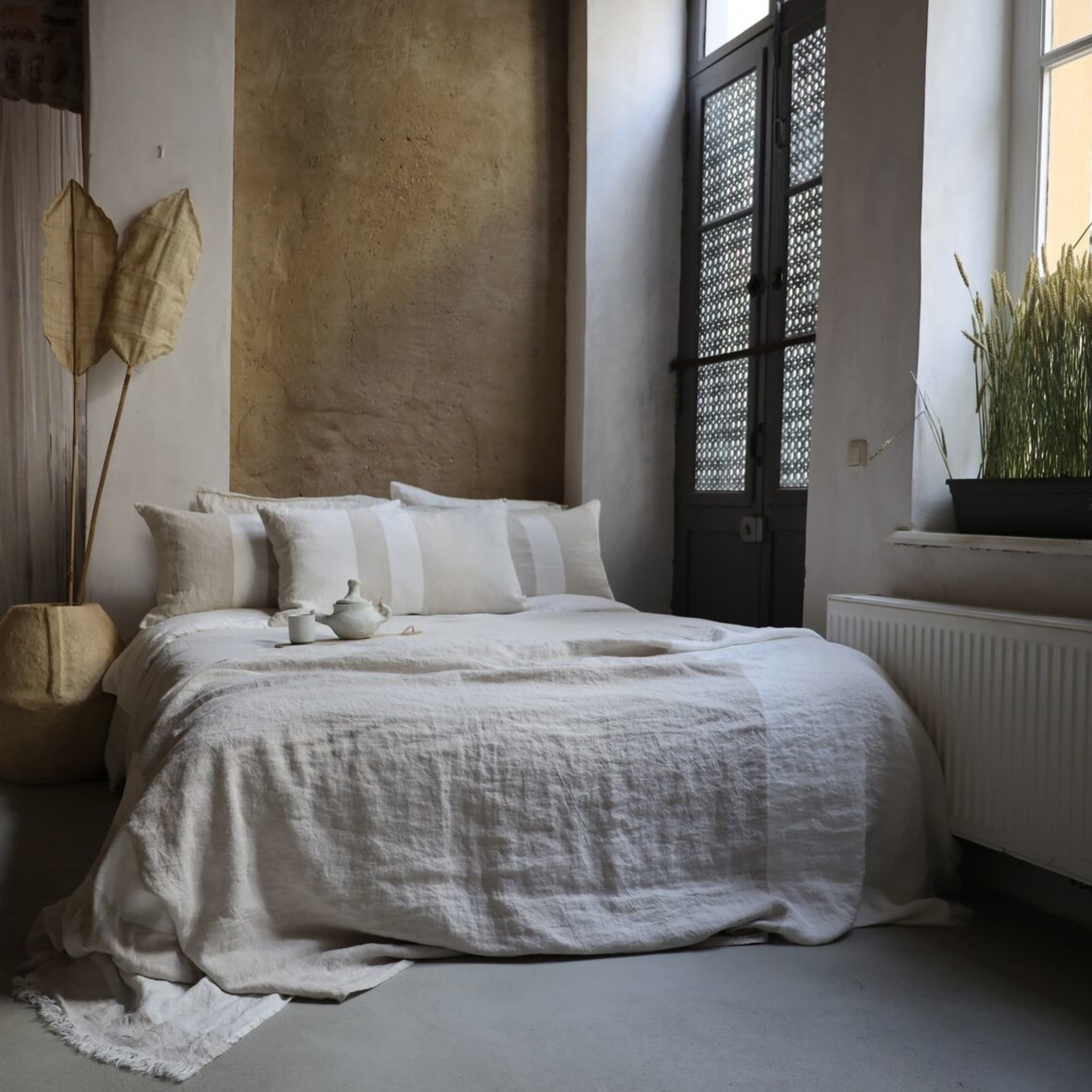 Linen Plaid Besos | Natural - Offwhite | 135x260cm