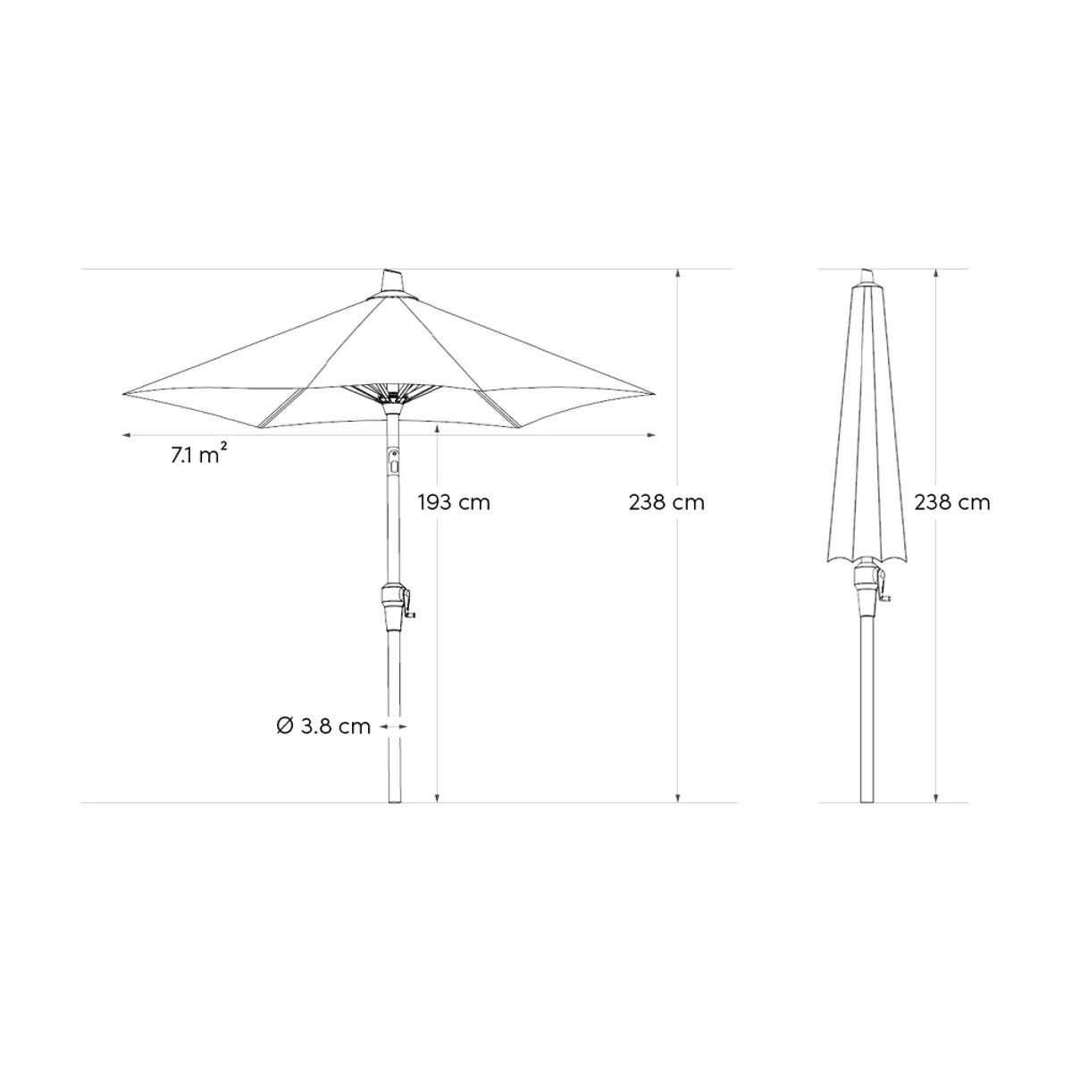 Parasol Riva Ø250 Teak / Taupe