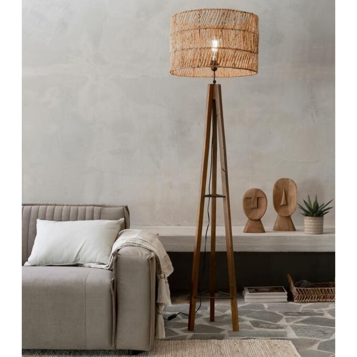 Porto Cristo Floor Lamp | Natural Rattan