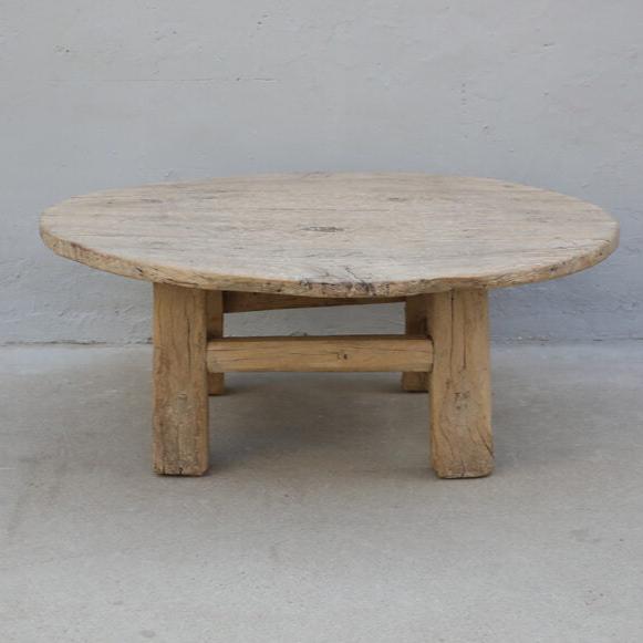 Coffee table round Elm wood