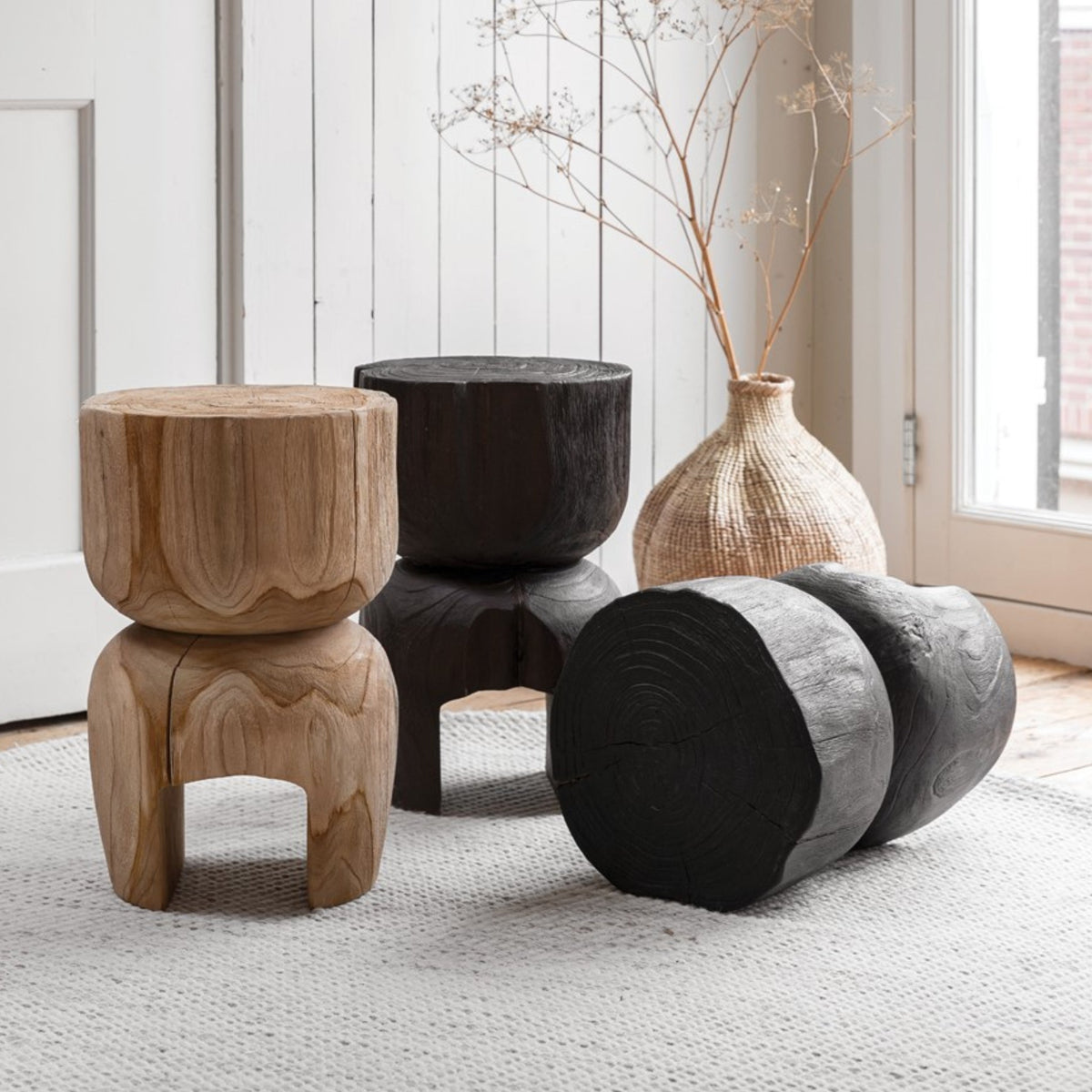 Side table Orba Ø30x45cm | Natural Teak