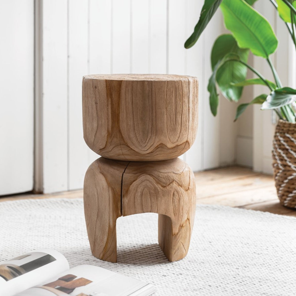 Side table Orba Ø30x45cm | Natural Teak