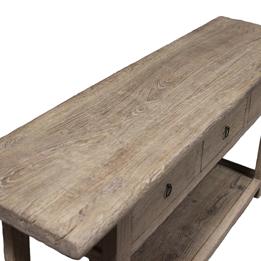 Console table Elm wood - 3 drawers and a bottom shelf