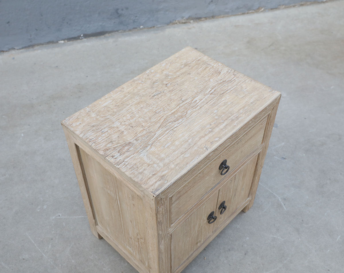 Bedside table Elm Wood - 1 drawer 2 doors low