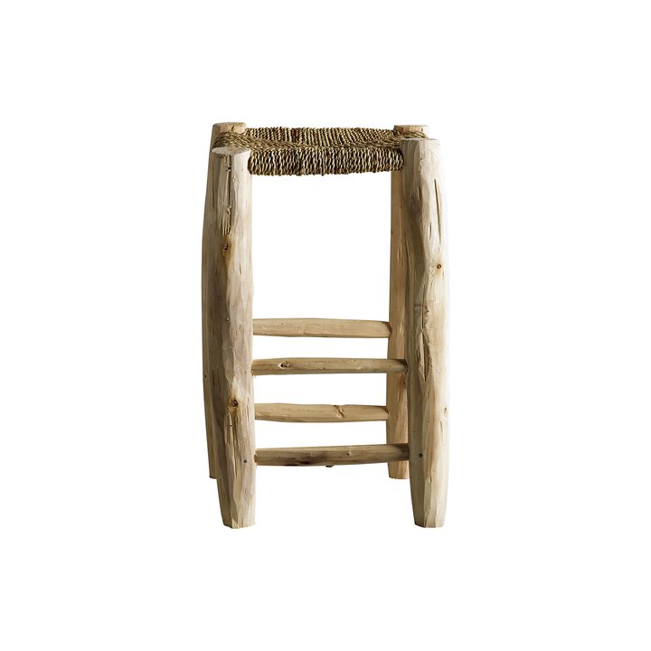 STOOL | EUCALYPTUS WOOD AND PALM LEAVES | H 30 CM