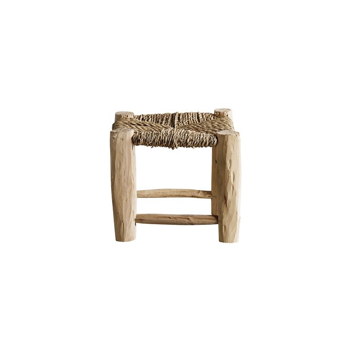 STOOL | EUCALYPTUS WOOD AND PALM LEAVES | H 30 CM