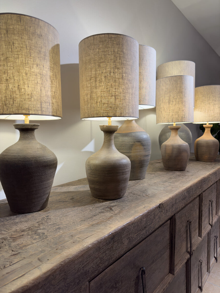 Wine jug lamp with shade
